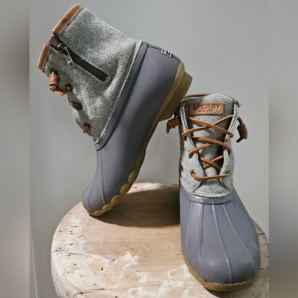 Sporto Lace Up Duck Boots Wool And Thinsulate With Zipper SZ 7.5